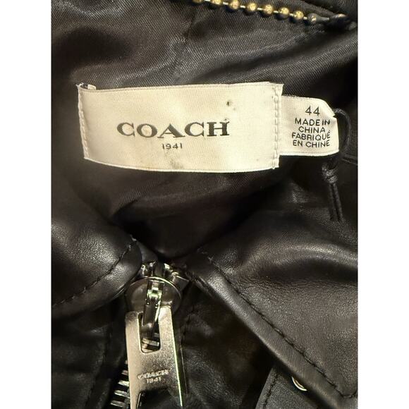 Coach 1941 $1,500 Black Leather Zip Officer Jacket Motorcycle 56969 Size 44 - Picture 4 of 8